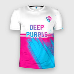 Мужская спорт-футболка Deep Purple neon gradient style посередине