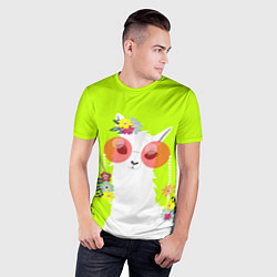 Футболка спортивная мужская Лама - альпака в розовых очках, цвет: 3D-принт — фото 2