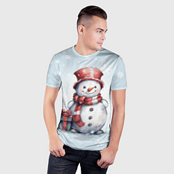 Футболка спортивная мужская New Years cute snowman, цвет: 3D-принт — фото 2