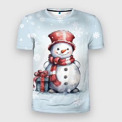 Мужская спорт-футболка New Years cute snowman