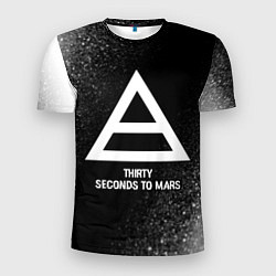 Мужская спорт-футболка Thirty Seconds to Mars glitch на темном фоне