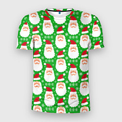 Футболка спортивная мужская Дед Мороз на зеленом фоне, цвет: 3D-принт