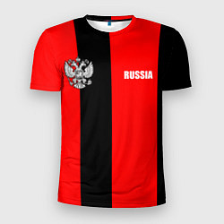 Футболка спортивная мужская Красный и черный - герб РФ, цвет: 3D-принт