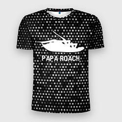 Футболка спортивная мужская Papa Roach glitch на темном фоне, цвет: 3D-принт