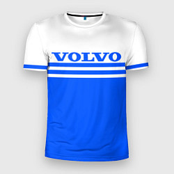 Мужская спорт-футболка Вольво - две синии полосы