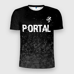 Мужская спорт-футболка Portal glitch на темном фоне посередине