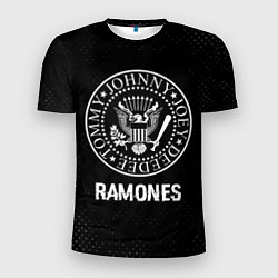 Мужская спорт-футболка Ramones glitch на темном фоне