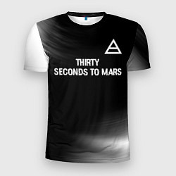 Мужская спорт-футболка Thirty Seconds to Mars glitch на темном фоне посер