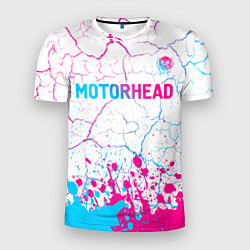 Мужская спорт-футболка Motorhead neon gradient style посередине