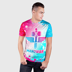 Футболка спортивная мужская Manowar neon gradient style, цвет: 3D-принт — фото 2