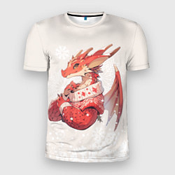 Мужская спорт-футболка Красный дракон в свитере