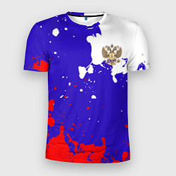 Футболка спортивная мужская Российский герб на триколоре, цвет: 3D-принт