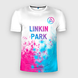 Мужская спорт-футболка Linkin Park neon gradient style посередине