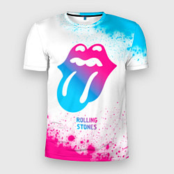 Мужская спорт-футболка Rolling Stones neon gradient style