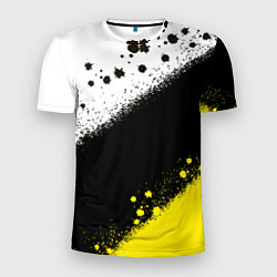 Футболка спортивная мужская Брызги желто-черных красок, цвет: 3D-принт