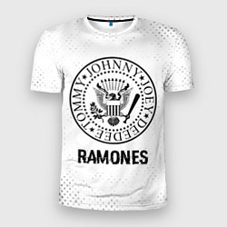 Мужская спорт-футболка Ramones glitch на светлом фоне