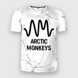 Футболка спортивная мужская Arctic Monkeys glitch на светлом фоне, цвет: 3D-принт
