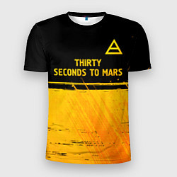 Мужская спорт-футболка Thirty Seconds to Mars - gold gradient посередине