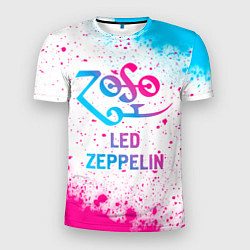 Мужская спорт-футболка Led Zeppelin neon gradient style