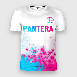 Мужская спорт-футболка Pantera neon gradient style посередине