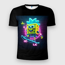Мужская спорт-футболка Sponge Bob on a skateboard