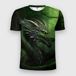 Мужская спорт-футболка Зеленый дракон символ 2024