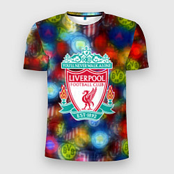 Мужская спорт-футболка Liverpool все logo неон