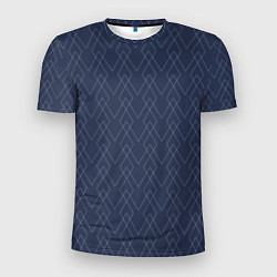 Футболка спортивная мужская Серо-синий геометричные линии, цвет: 3D-принт