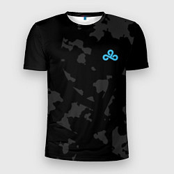 Мужская спорт-футболка Cloud9 - Форма команды,чёрный камуфляж 2024