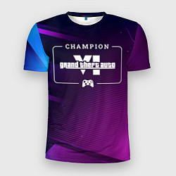 Мужская спорт-футболка GTA6 gaming champion: рамка с лого и джойстиком на