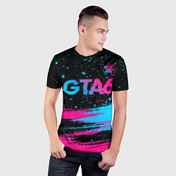 Футболка спортивная мужская GTA6 - neon gradient посередине, цвет: 3D-принт — фото 2