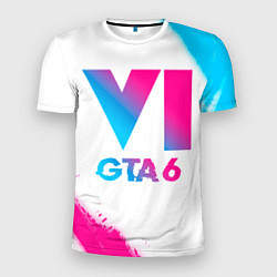 Мужская спорт-футболка GTA 6 neon gradient style