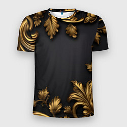 Футболка спортивная мужская Золотые объемные листья, цвет: 3D-принт