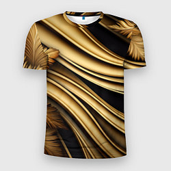 Футболка спортивная мужская Золотая объемная абстракция, цвет: 3D-принт