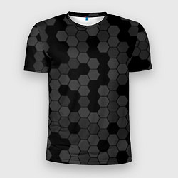 Футболка спортивная мужская Камуфляж гексагон черный, цвет: 3D-принт