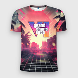 Мужская спорт-футболка GTA 6 retro abstract logo