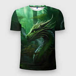 Мужская спорт-футболка Зеленый лесной дракон 2024