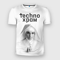 Мужская спорт-футболка Techno храм монашка улыбается