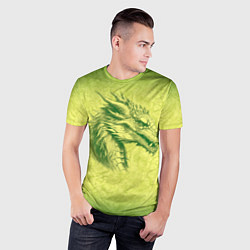 Футболка спортивная мужская Зеленый нарисованный дракон с открытой пастью, цвет: 3D-принт — фото 2