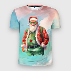 Мужская спорт-футболка Санта в стильном костюме