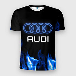 Футболка спортивная мужская Audi neon art, цвет: 3D-принт