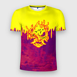 Мужская спорт-футболка Cyberpunk огненное лого самурая