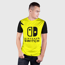 Футболка спортивная мужская Nintendo switch краски на жёлтом, цвет: 3D-принт — фото 2