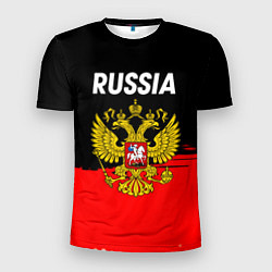 Мужская спорт-футболка Россия герб краски абстракция