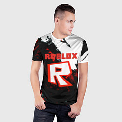 Футболка спортивная мужская Roblox logo краски мобайл гейм, цвет: 3D-принт — фото 2