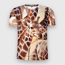 Мужская спорт-футболка Жирафы - африканский паттерн