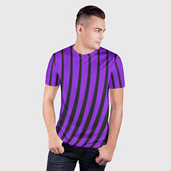 Футболка спортивная мужская Неоновый фиолетовый полосатый, цвет: 3D-принт — фото 2