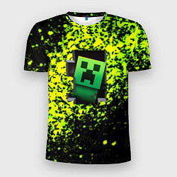 Мужская спорт-футболка Minecraft зелёные краски