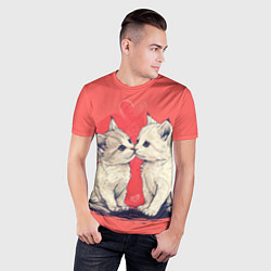 Футболка спортивная мужская Влюбленные котята день святого Валентина, цвет: 3D-принт — фото 2
