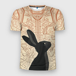 Мужская спорт-футболка Чёрный кролик с узорами